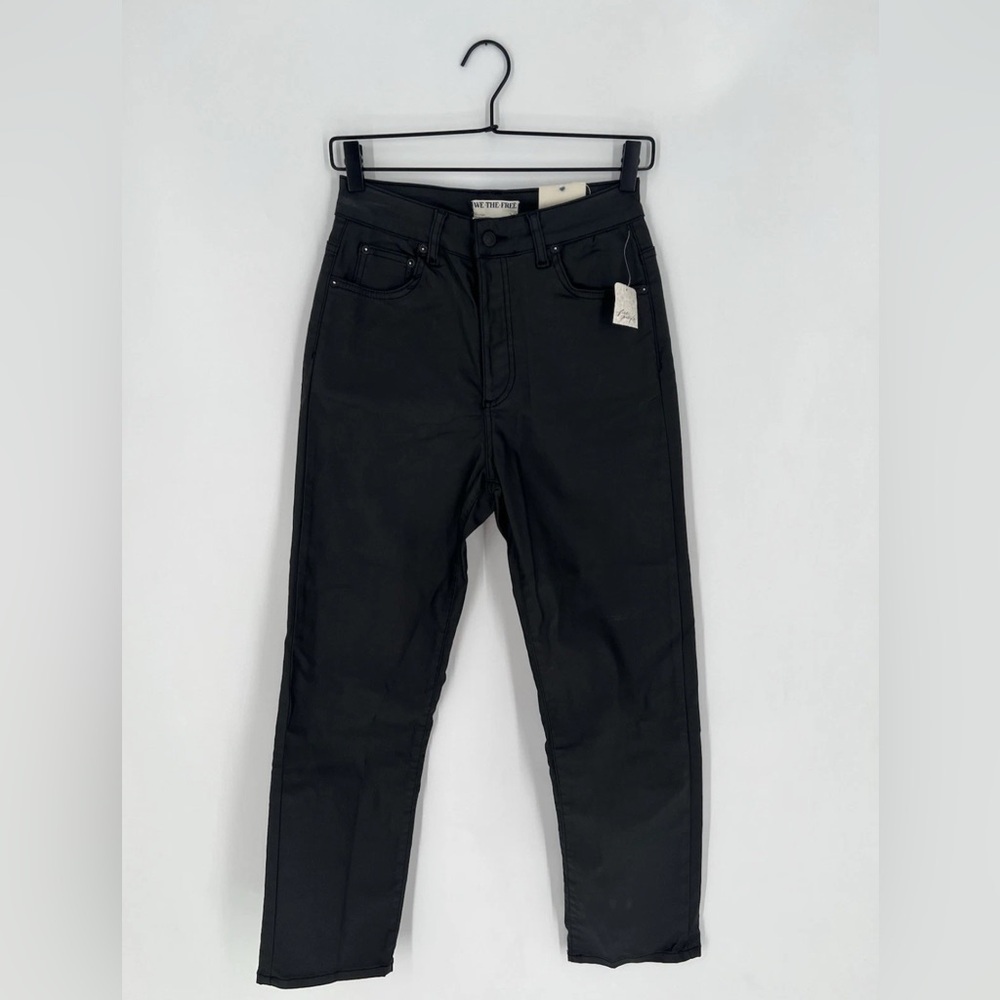 Free People We The Free High Rise Straight Leg Faux Leather Coated Pants